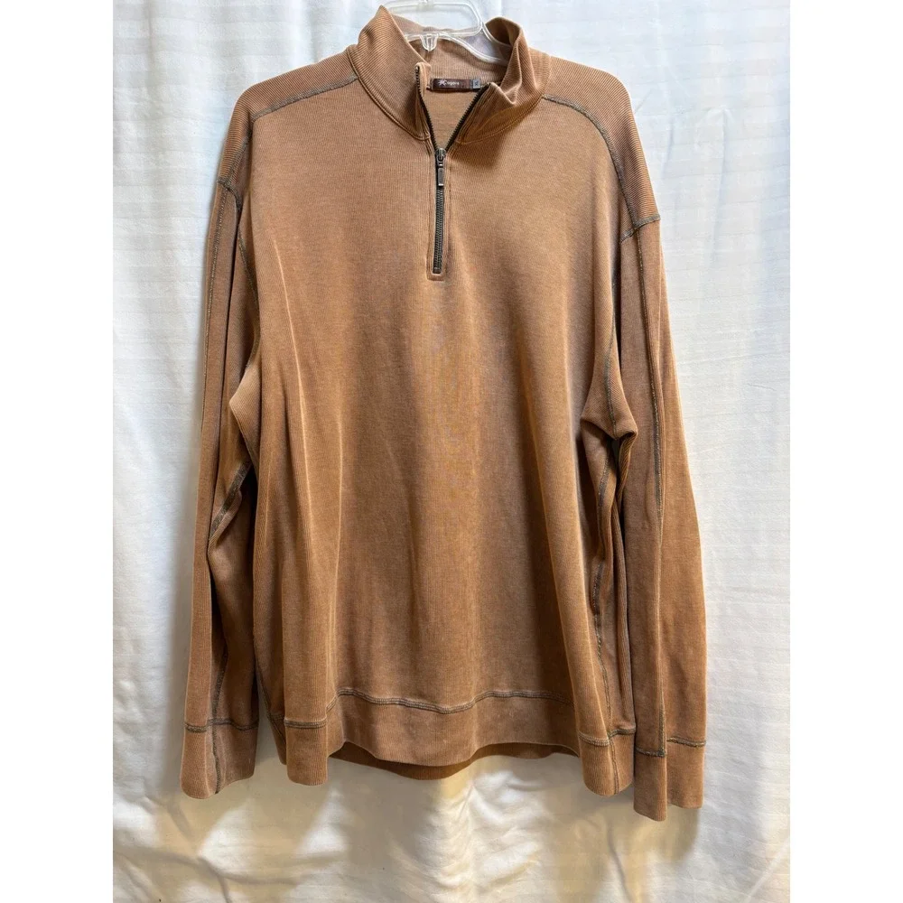 Agave Lux Jackson Hole Quarter Zip Pullover Sweater Tan Mens XL K-1097 Full Cut‎